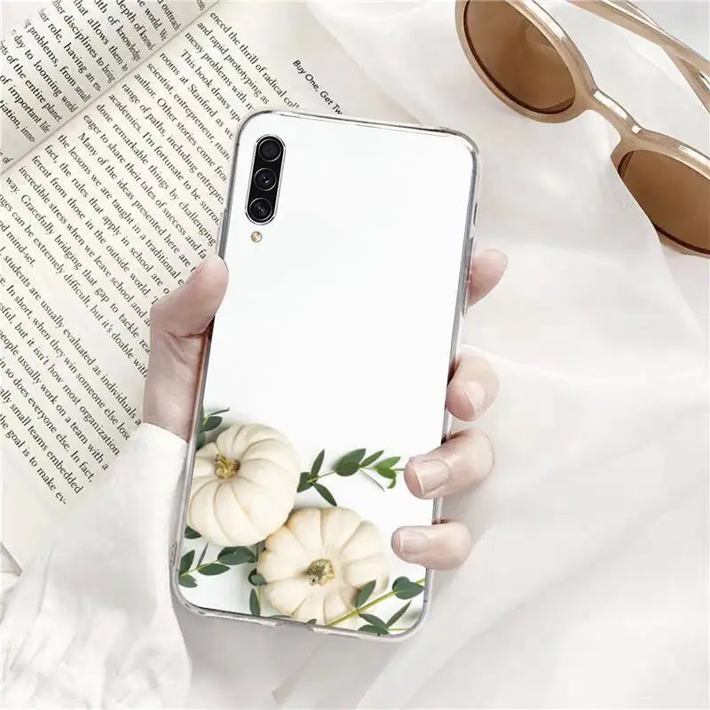 

Pumpkin Autumn leaf pattern Flowers Phone Transparent Samsung s9 s10 s20 Huawei honor P20 P30 P40 note mi 8 9 pro lite plus