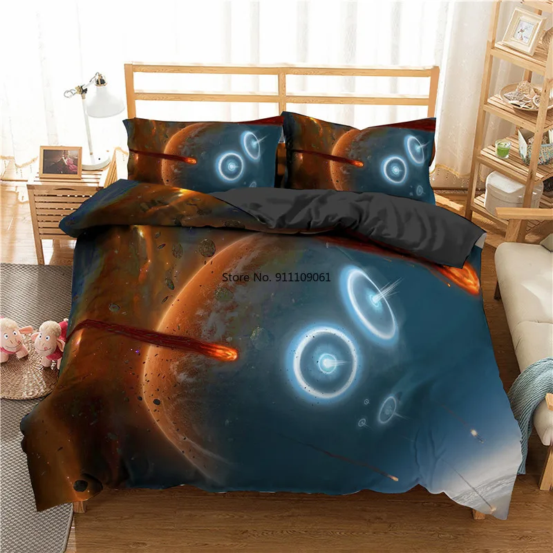 

2-3 Pieces Galaxy Bedding Sets Outer Space Bedding Sets King Size 3D Universe Luxury Psychedelic Bedclothes with Pillowcase