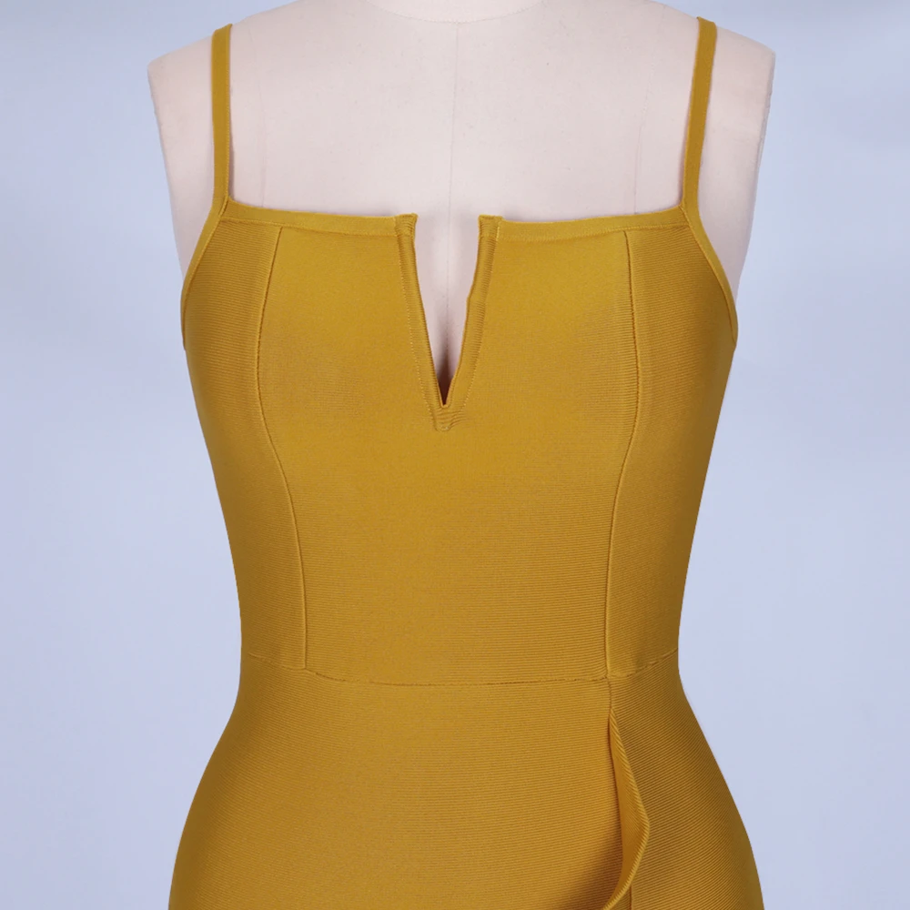 Ocstrade бандаж Русалка Vestido Midi сексуальное Новое поступление имбирное желтое вискозное женское платье без рукавов облегающее платье для вечеринок