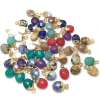 5pcslot natural stone pendants section water drop shape charms pendants for making diy bracelet necklace jewelry size 8x8mm