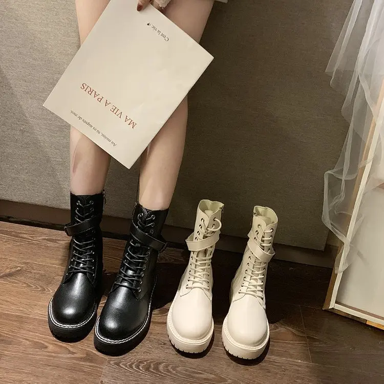 Женские повседневные Ботинки Martin простые однотонные высокие ботинки в стиле