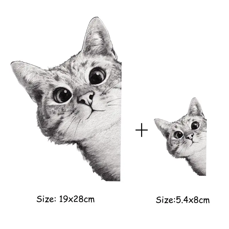 Серый Кот на Пластыре для Одежды Горячего Рвания Новый Дизайн Футболки Платья Термотрансфер Делай Сам Порошком на.