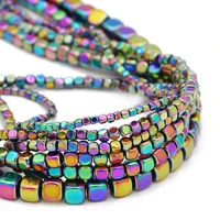 2346mm natural hematite stone multicoloured square cube spacer loose beads for jewelry making diy bracelet accessories