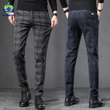 Pantalones elásticos de trabajo a cuadros para hombre...