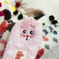 1pair new christmas socks for women child men cartoon coral fleece panda elk sock keep warm winter size 35 40 cloth accessories