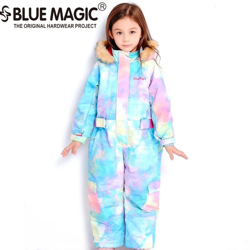 Bluemagic зимние лыжные костюмы для малышей, один предмет для детей, водонепроницаемый теплый комбинезон для девочек и мальчиков, Сноубордическая куртка, комбинезон-30 градусов - Цвет: aroura