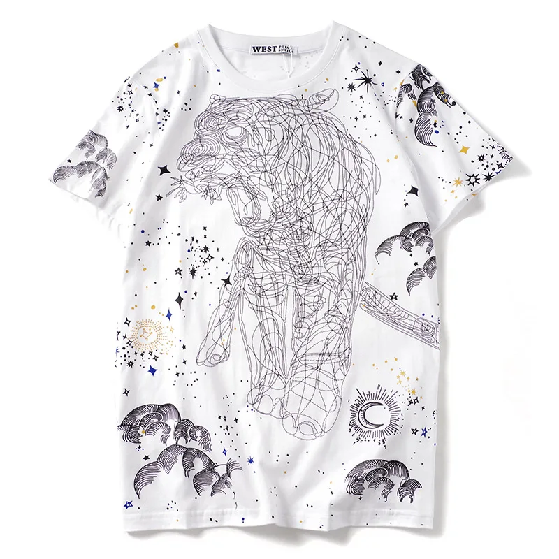 Футболка мужская Трикотажная в горошек хлопок круглый вырез короткий принт