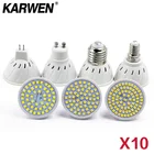 Светодиодная лампа MR16 GU10 E27 E14 220 в 240 В 2835 SMD 48 60 80, 10 шт.лот