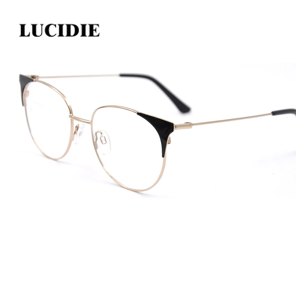 Женские модные очки в оправе кошачий глаз с прозрачными линзами черная Золотая