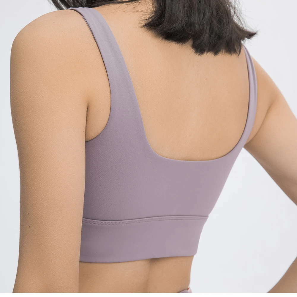 SHINBENE BACK DEEP-U Naked Feel Yoga Sports Bras Top Women Anti-sweat Padded Push Up Running Workout Bras Athletic Brassiere