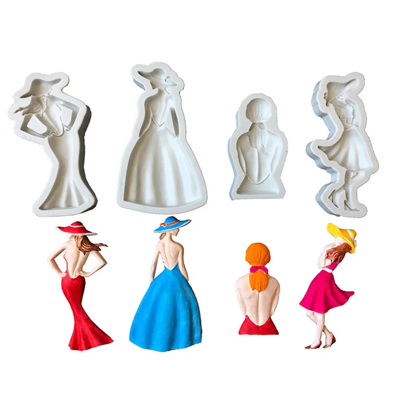 

Aouke 4 Sexy Beautiful Girls Silicone Molds Kitchen DIY Cake Baking Decoration Clay Plaster Crafts Beautiful Girls Silicone Mold