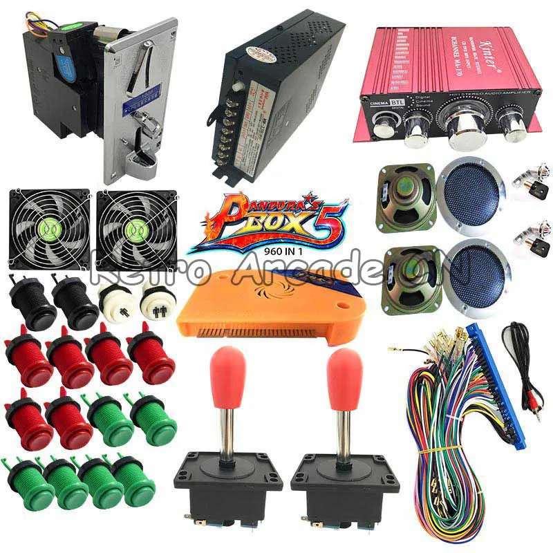 DIY kit Pandora Box 5 PCB jamma 960 в 1 с Happ джойстиком Кнопка монетоприемник источник питания