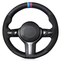 car steering wheel cover black genuine leather suede for bmw 1 series f20 f21 m135i m140i m235i m240i x1 f48 x2 f39 x3 f25