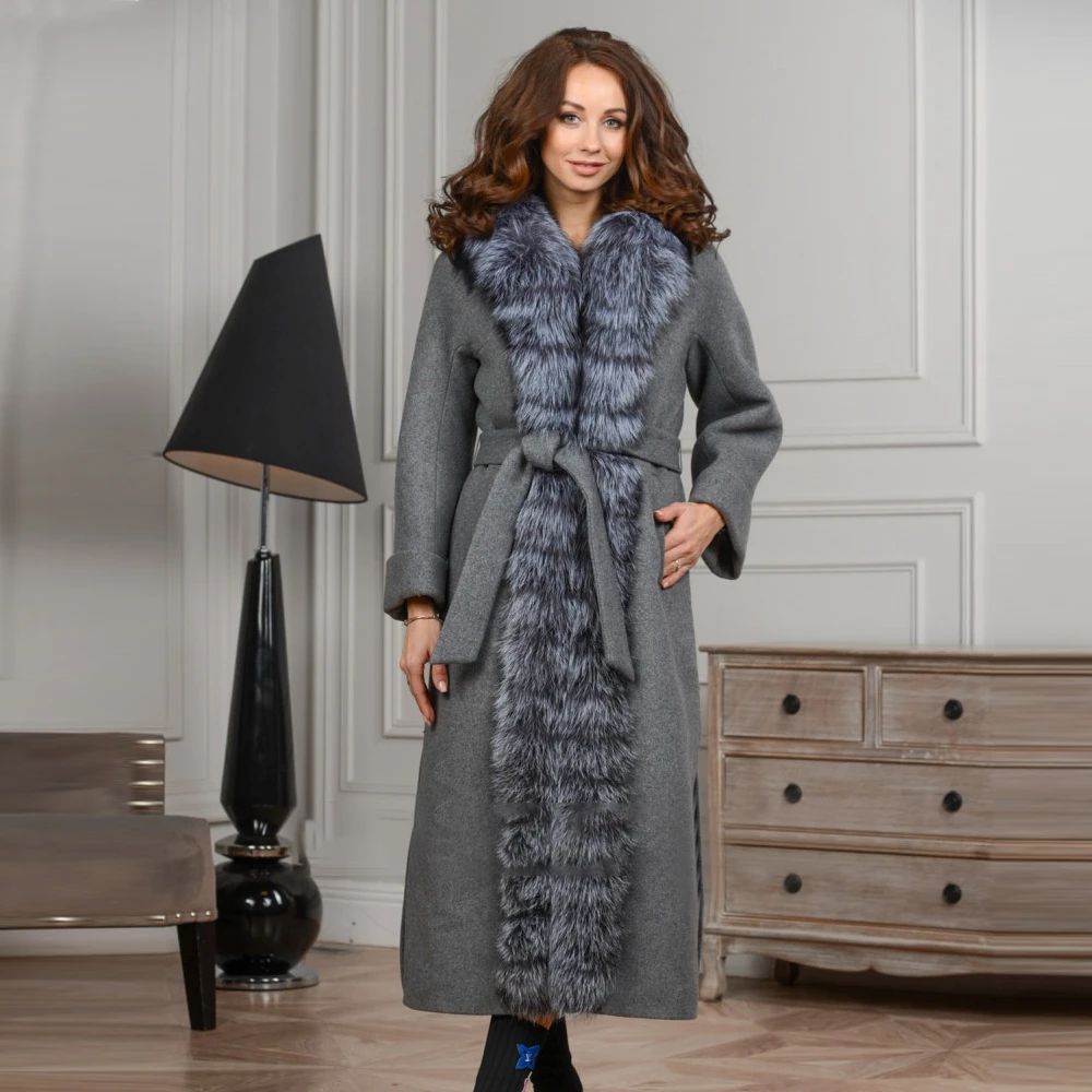 TOPFUR Natural Fox Fur Patchwork Straight Overcoat Women Winter Luxury Tide Outertwear Warm Temperament Long Jacket Lady enlarge