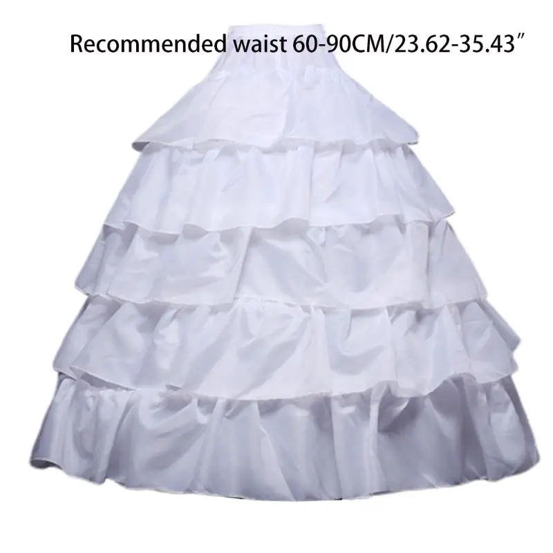 

Womens Wedding Accessories Crinoline Petticoat Skirt 4 Hoops 5 Ruffles Layers Ball Gown Half Slips Underskirt for Bridal Dress