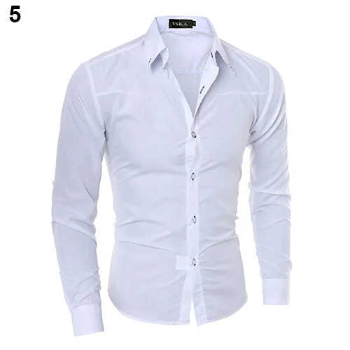 

Fashion Men Argyle Luxury Business Style Slim Fits Long Sleeve Casual Dress Shirt