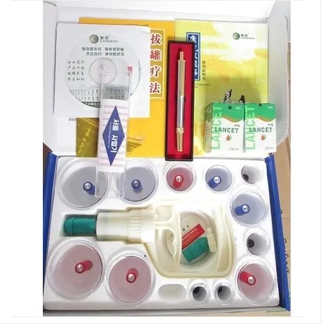 Китайский 12 баночный массаж всасывания танки набор чашка с 1 шт крови ручка в