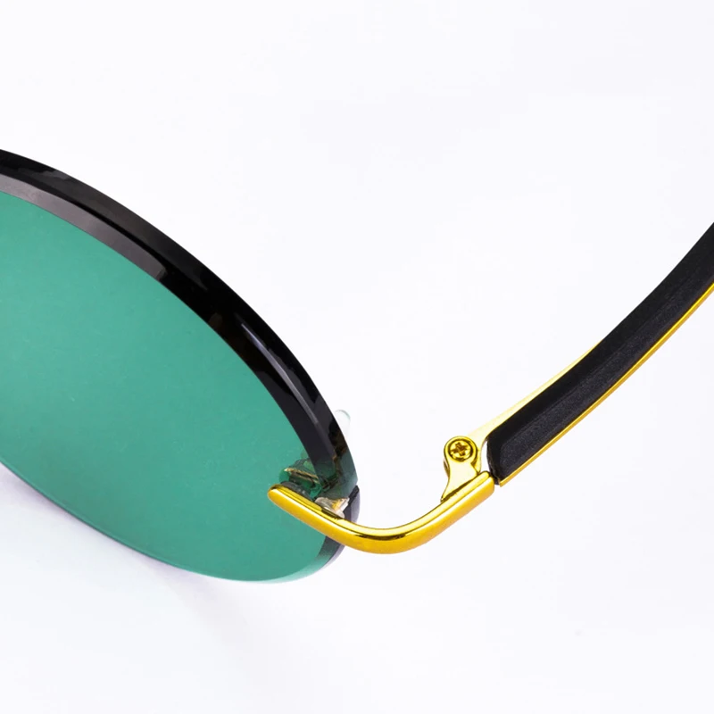 Crystal Stone Sunglasses Man Green Glass Sun Glasses Woman Rimless Round Driver Shade Vintage Luxury High Quality Anti Scratch