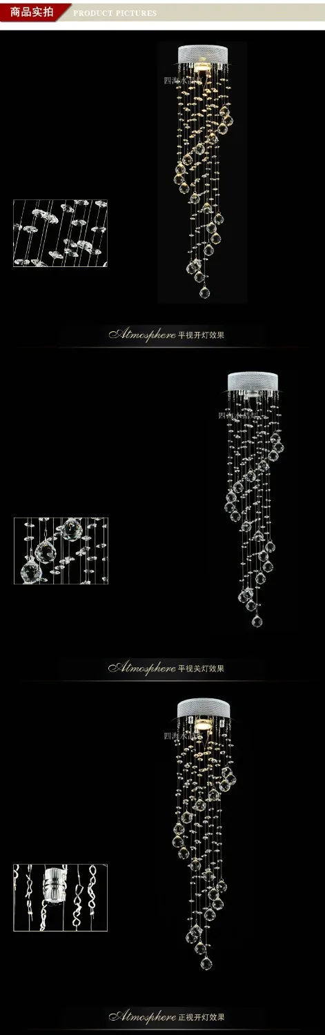 

Factory Direct Sale Crystal Ceiling Lights New Modern Spiral Stair Lamp Balcony Decorative Lighting BR RU