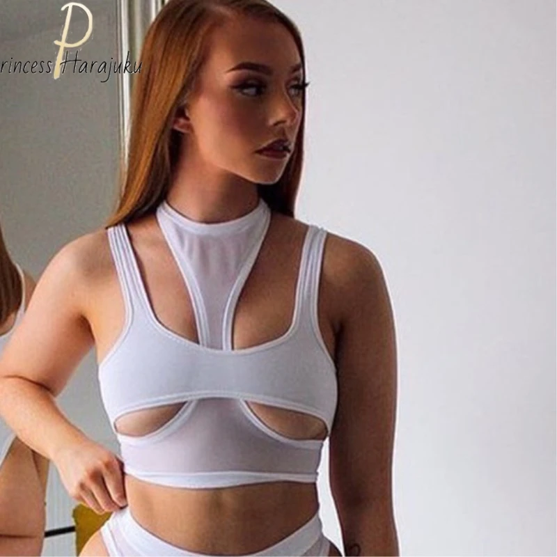 Кроп-топ женский из 2 предметов пикантный топ с вырезами уличная одежда в