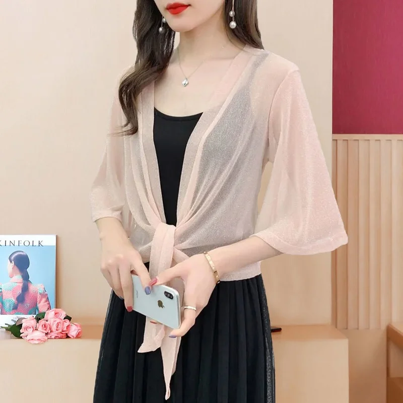 2022 одежда для защиты от солнца с рукавом три четверти яркая шелковая куртка