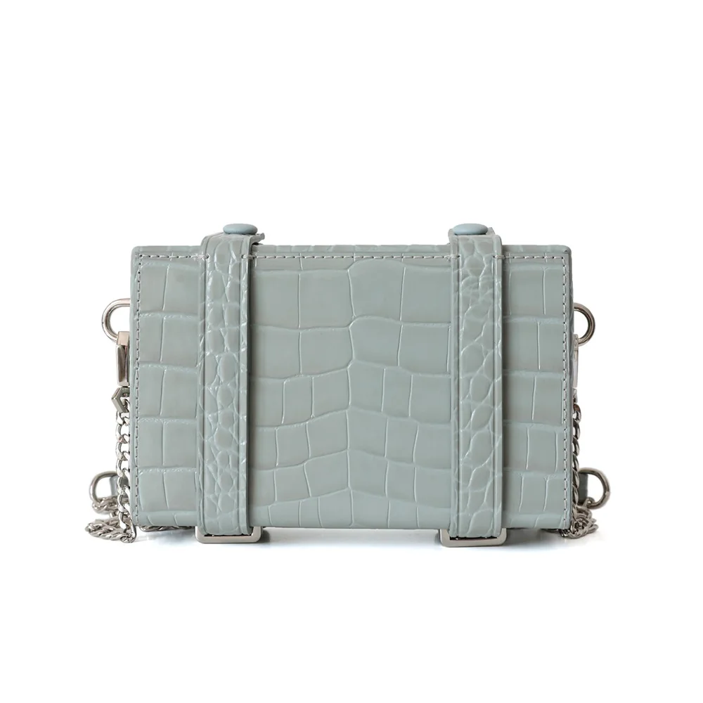 

2020 new square box bag crocodile pattern mini box bag chain bag female messenger small square bag satchels cute side bag