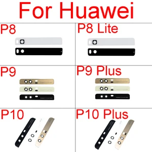 Задняя крышка объектива камеры и крышка вспышки для Huawei P8 P9 P10 Lite Plus Внешняя камера стеклянная линза + клейкая наклейка Замена Ремонт