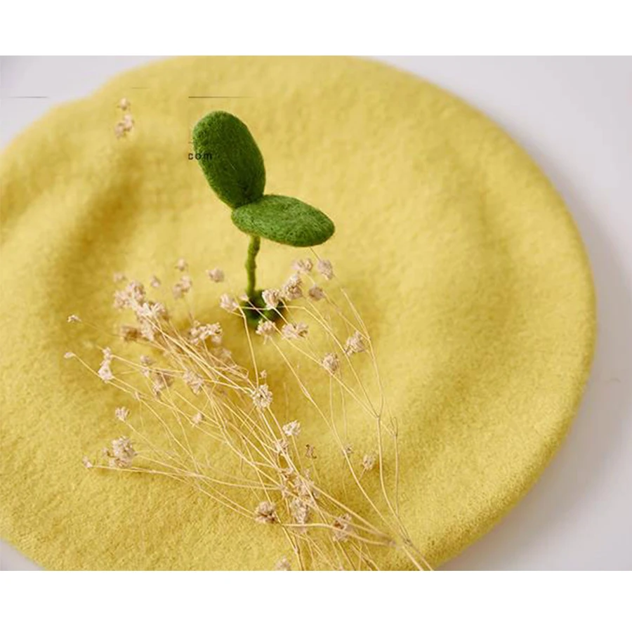 Твердые Шерсть Войлок завод береты Повседневное милый Зимний берет Для женщин