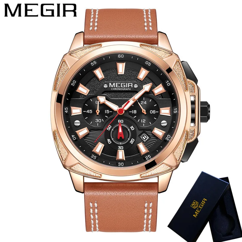 Часы MEGIR мужские в стиле милитари брендовые Роскошные спортивные наручные часы с