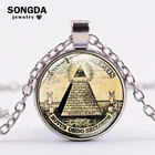 SONGDA масонов Иллюминаты Пирамида Глаз Ожерелье с эмблемой масонство угольник и циркуль винтажный фон для фото с подвеской в форме Мейсон ювелирные изделия