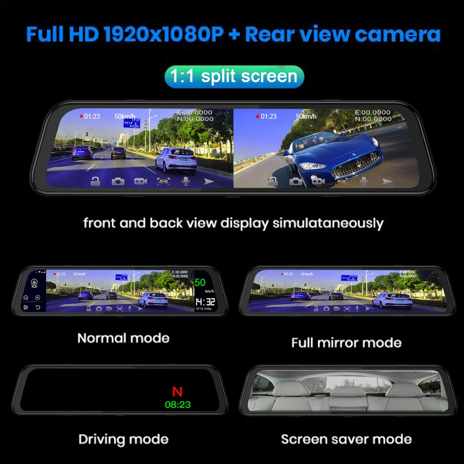 WHEXUNE 1" 4G ADAS зеркало заднего вида Android 8,1 FHD 1080P Двойной Объектив wifi видеорегистратор камера 2G ram 3 2G rom gps навигация автомобильный видеорегистратор