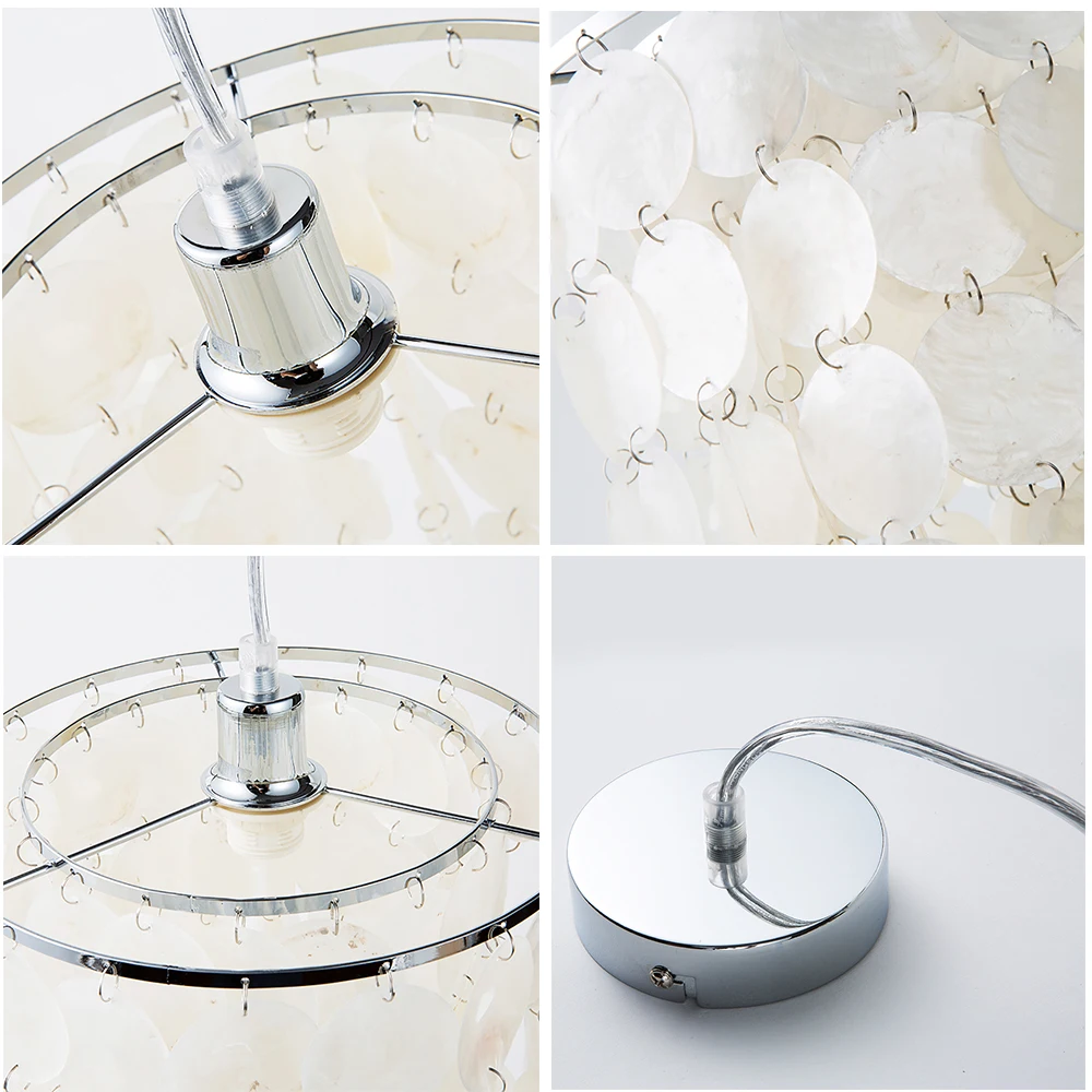 

DIY modern white natural seashell pendant lamps E14 LED shell lighting for dining room living room kitchen bedroom home fixture