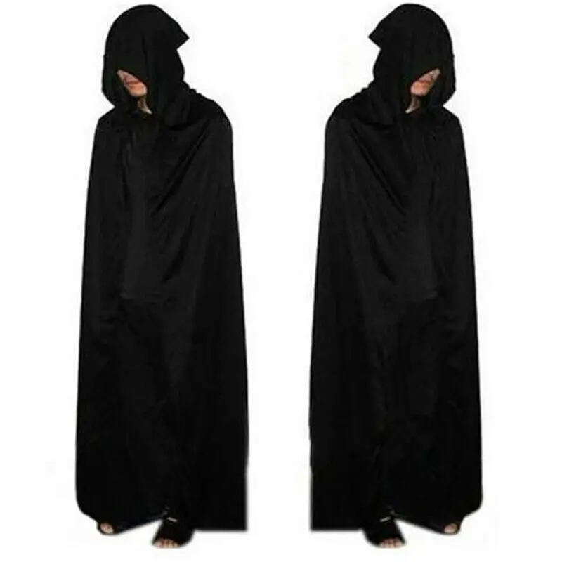 Halloween Hooded Cape Adult Death Cosplay Costumes Black Long Cloak Scary Witch Devil Role Play |