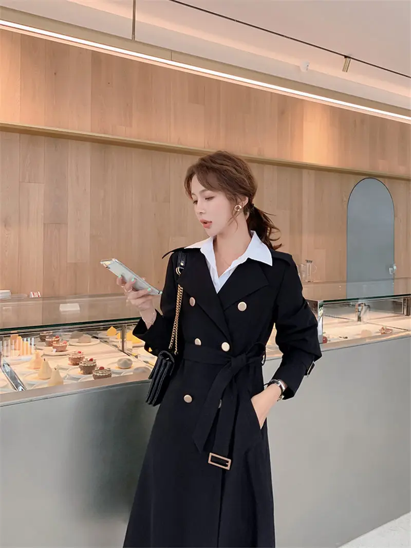 

Fashion Temperament Lapel Trench Coat Large Size Women's 2019 New Slim Loose Windbreaker Ladies Autumn Coat With Belt f2161