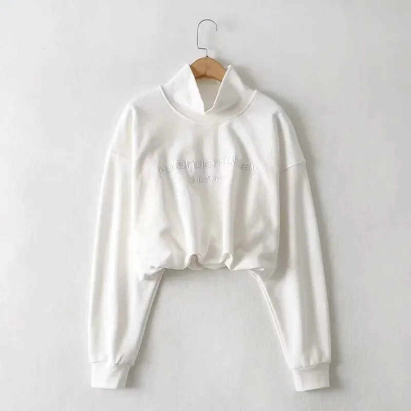 

2021 Women Fashion High collar Hoody Sweatshirt Harajuku Solid Spring Lady Hoodie Loose Long Sleeve Female Casual Plus Pullover