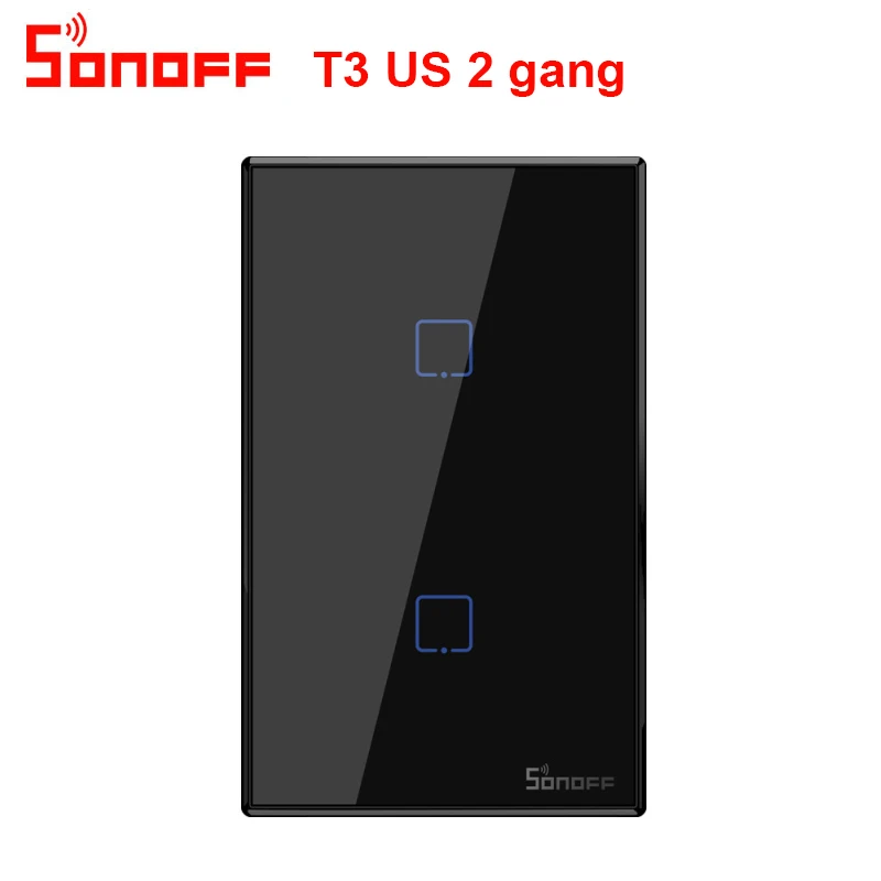 T3 2 GANG Sonoff T1 T2 T3 работает с Google Home Alexa US Умный дом WiFi RF пульт дистанционного управления настенный светильник переключатель панель настенный сенсорный светильник переключатель - Комплект: T3 2 GANG