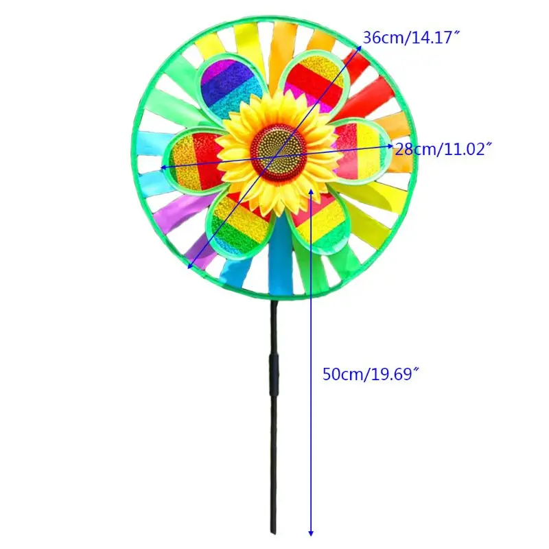 

Double Layer Sequin Sunflower Windmill Wind Spinner Colorful Pinwheel Home Garden Yard Decoration