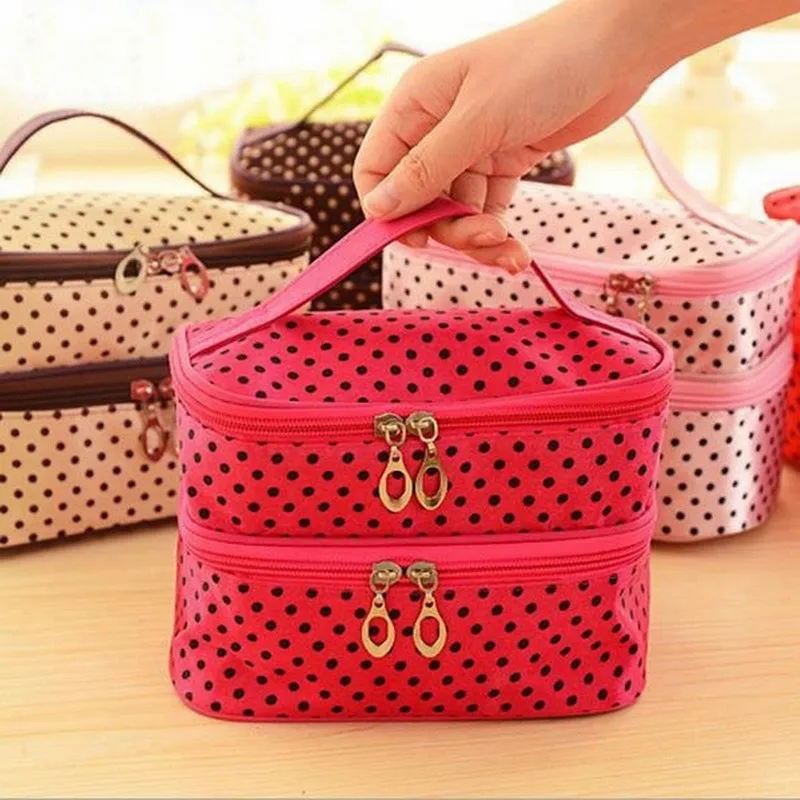 Многофункциональная портативная косметичка на молнии в горошек красивый чехол для макияжа Tas кошелек