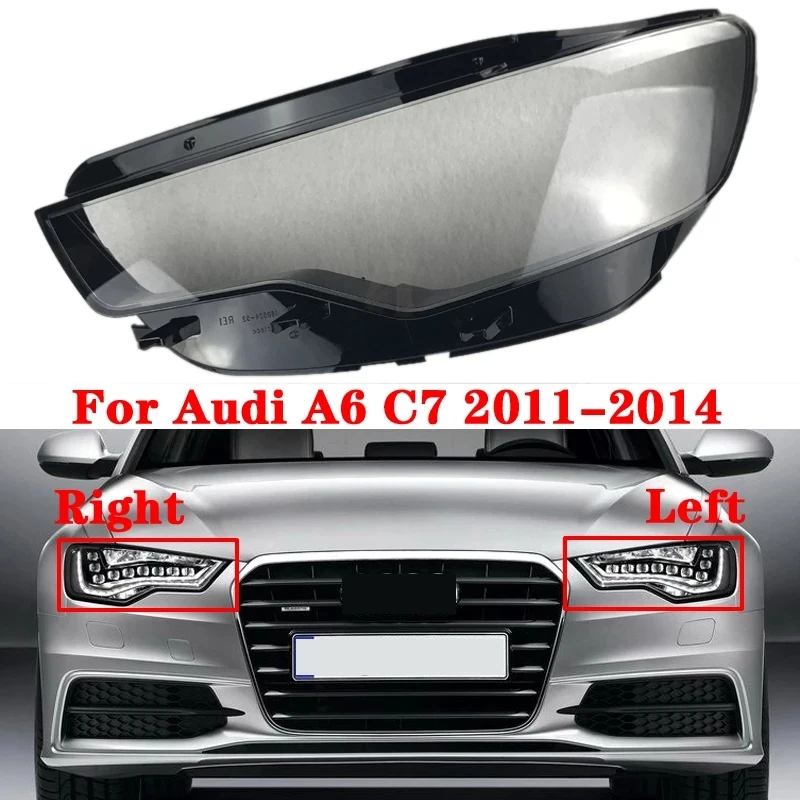 

Car Front Headlamp Cover Transparent Lampshade Headlight Cover Shell Mask Lens for- A6 C7 2011-2014