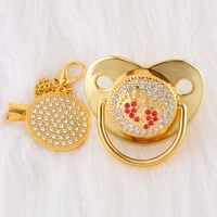 luxury bling baby pacifier clip chains bpa free safe newborn dummy nipple red footprint shape crystal diamond infant soother