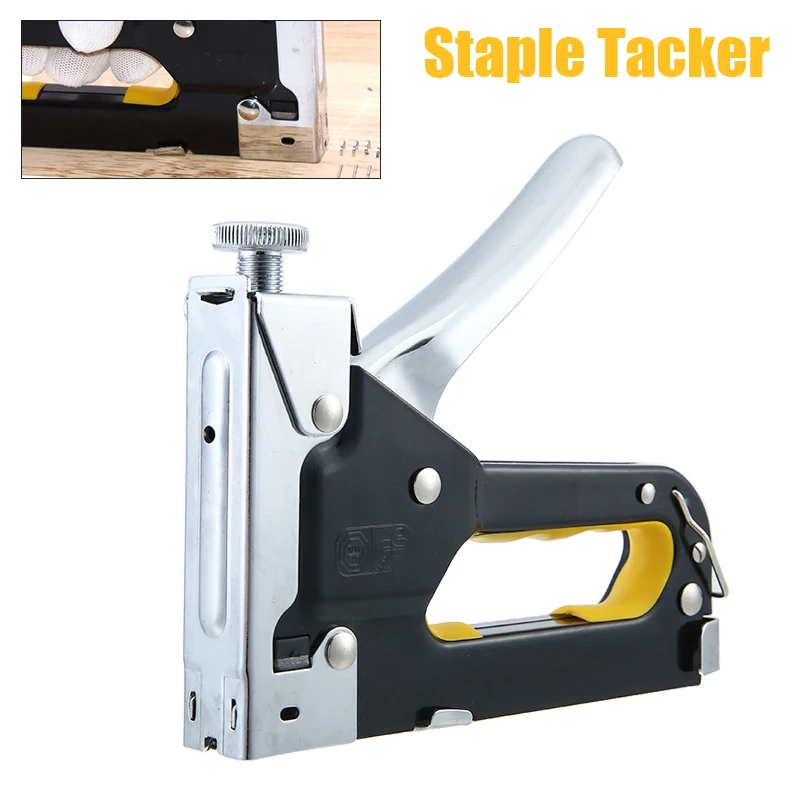 

Степлер ручной 3-сторонний для гвоздей, с гвоздями 600 шт., степлер для дверей, мебели, ручной инструмент для работы с деревянной кожей, 1 комплект
