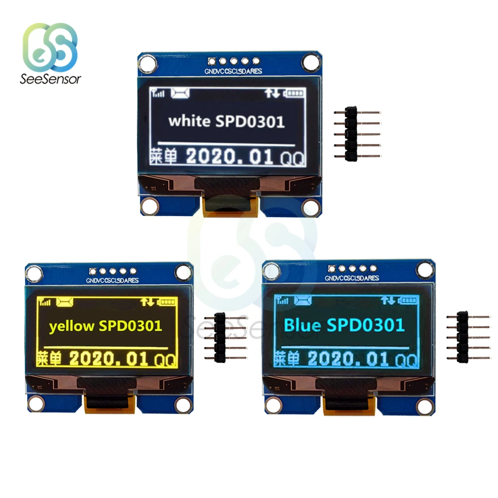 5 контактный IPS дисплей 0 96 дюйма желтый синий белый OLED модуль 128X64 I2C IIC SPD0301 драйвер