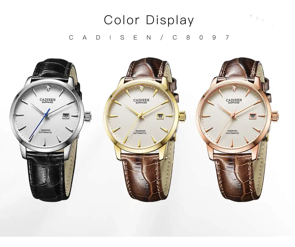 CADISEN 8097 мужские часы Горячая наручные брендовые роскошные известные мужские часы автоматические часы с настоящими бриллиантами Часы Relogio Masculino
