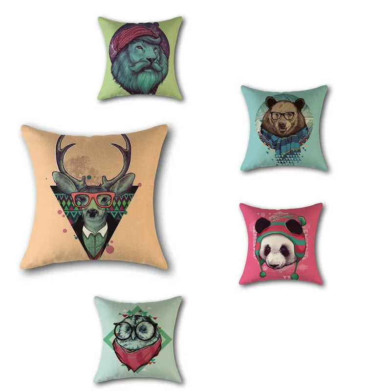 Наволочка с рисунком совы панды и оленя наволочка принтом милых красочных