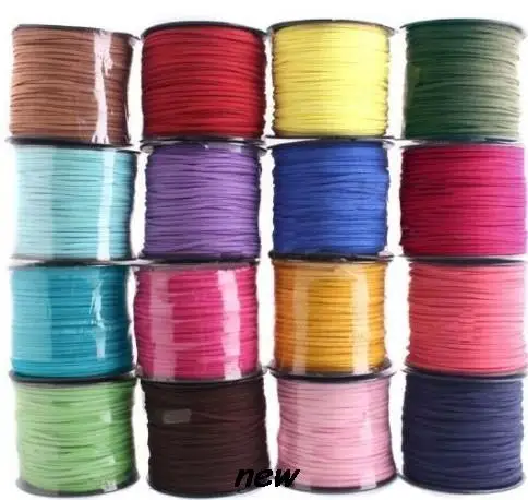 

mixed color fhrt3 white brown 100M 3mm x 1 5mm Flat Faux Suede Korean Velvet Leather Cord string Rope Thread Lace Findings