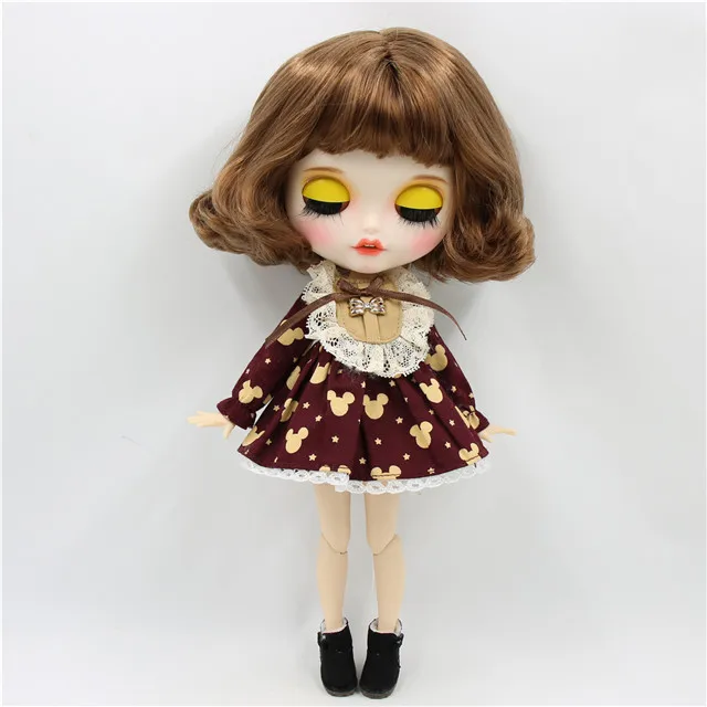 doll clothes shoes Ледяная фабрика blyth кукла 1/6 bjd белая кожа тела короткие каштановые волосы, новое матовое лицо с зубами, 30 см BL9158 - Цвет: doll clothes shoes