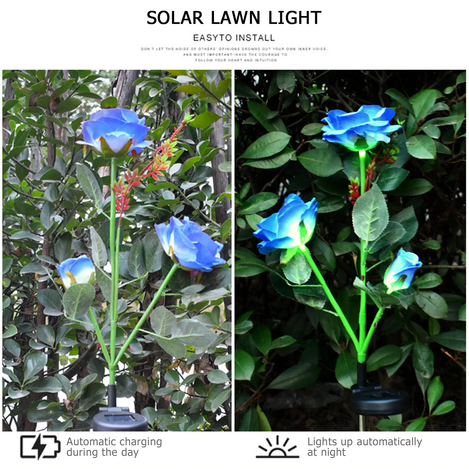 

Outdoor Solar Stake Lights 3 Rose Flowers Garden Lights Waterproof Decorative Lamps for Patio Landscape Backyard Lawn Pathway