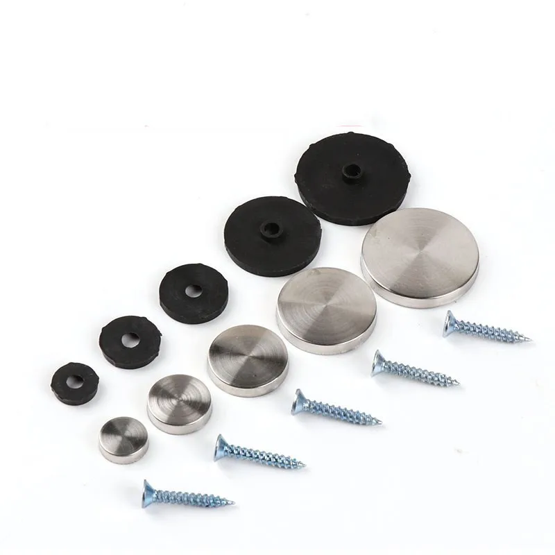 

12set Billboard Decoration Nails Glass Fasteners Mirror Fixing Dresser Stainless Steel Decor Screw Covers Washers Home Hardware