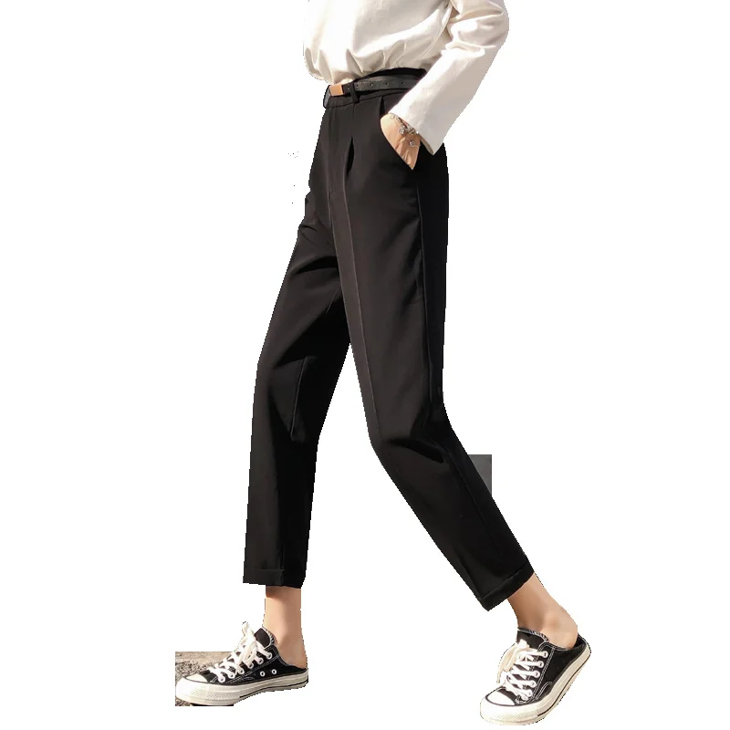 

ICCLEK JXMYY Women's spring 2019 new Korean style suit pants women's nine-point loose casual feet straight cigarett