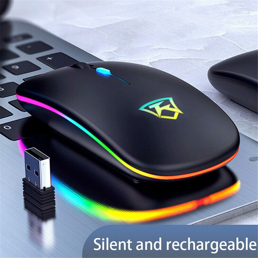 

RGB Wireless Mouse Bluetooth-compatible 5.0 Mouse Computer Silent USB Mause Rechargeable Ergonomic Laptop Mice 5.0 Mouse